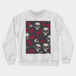 skulls and red roses Crewneck Sweatshirt